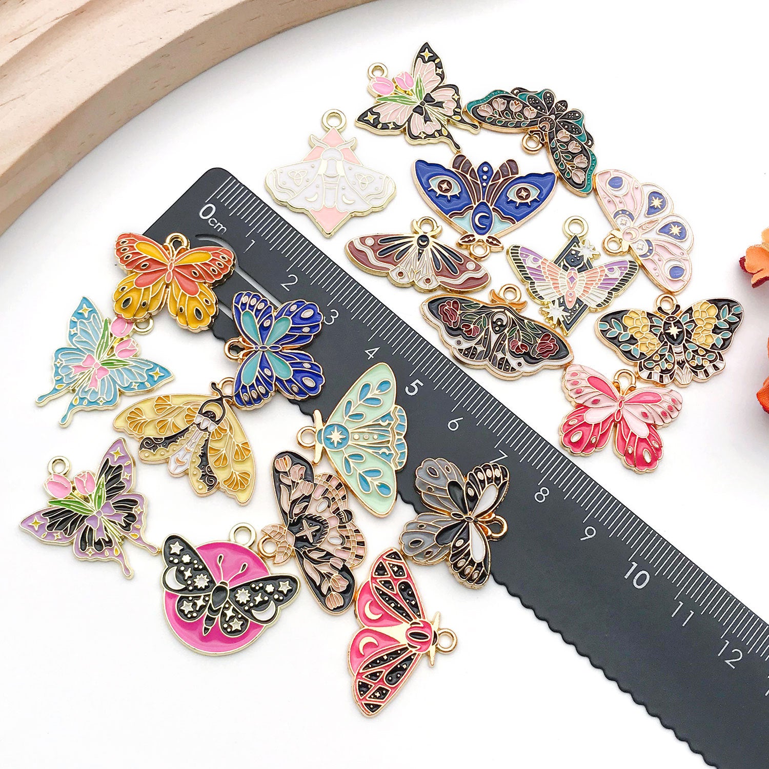 Colorful Enamel Zinc Alloy Flower Animal Butterfly Charm Pendant for Bracelet DIY