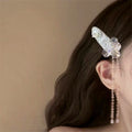 White Rhinestone Crystal Flower Duckbill Clip With Bead Tassels view 3