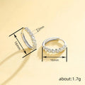 White Metal Clear Stone Hinged Hoop Earrings Pavé Front view 4