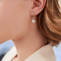 Silver Tone Infinity Cross Pearl Drop Hook Earrings view 3