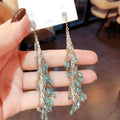 Silver Tone Beaded Teardrop Earrings in Blue and Pink view 3