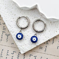 Evil Eye Charm Huggie Hoop Earrings Gold or Silver view 7