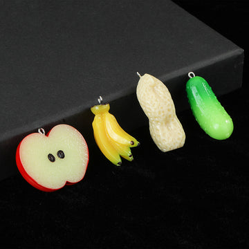 Realistic Fruit Vegetable Resin Charms Assorted Shapes