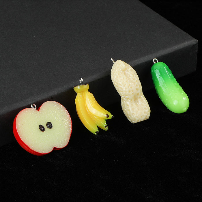 Realistic Fruit Vegetable Resin Charms Assorted Shapes