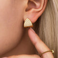 Triangle Zircon Pave Huggie Earrings Stainless Steel Gold Steel view 2