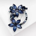 Rhinestone Flower Wreath Brooch Dual Bloom Curve Pin view 2