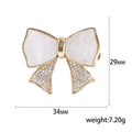 White Bow Brooch Pin with Crystal Pave Ribbon Tails view 5