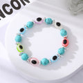 Silver Tone Turquoise Color Bead Evil Eye Stretch Bracelets view 11