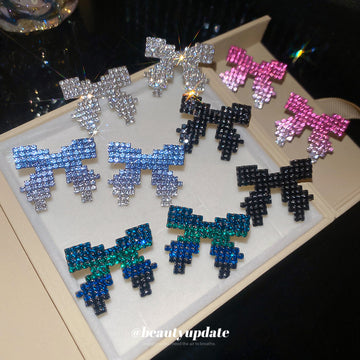 Crystal Bow Statement Stud Earrings in Five Colors