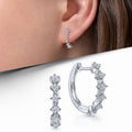Silver-Tone Five-Stone Cubic Zirconia Huggie Hoops, 18 mm Pair view 1