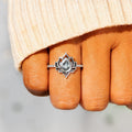 Openwork Lotus Frame Pear Stone Ring In Five Center Colors view 2