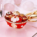 Jeweled Fortune Ingot Bowl Keychains with Four Fortune Loop Colors view 6
