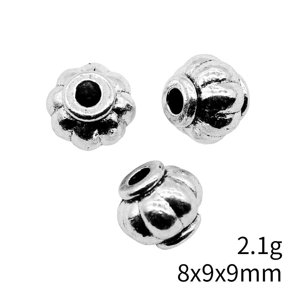 8x9x9mm 2.1g Antique Silver Zinc Alloy Pumpkin Small Hole Spacer Beads for DIY Bracelet Jewelry Making