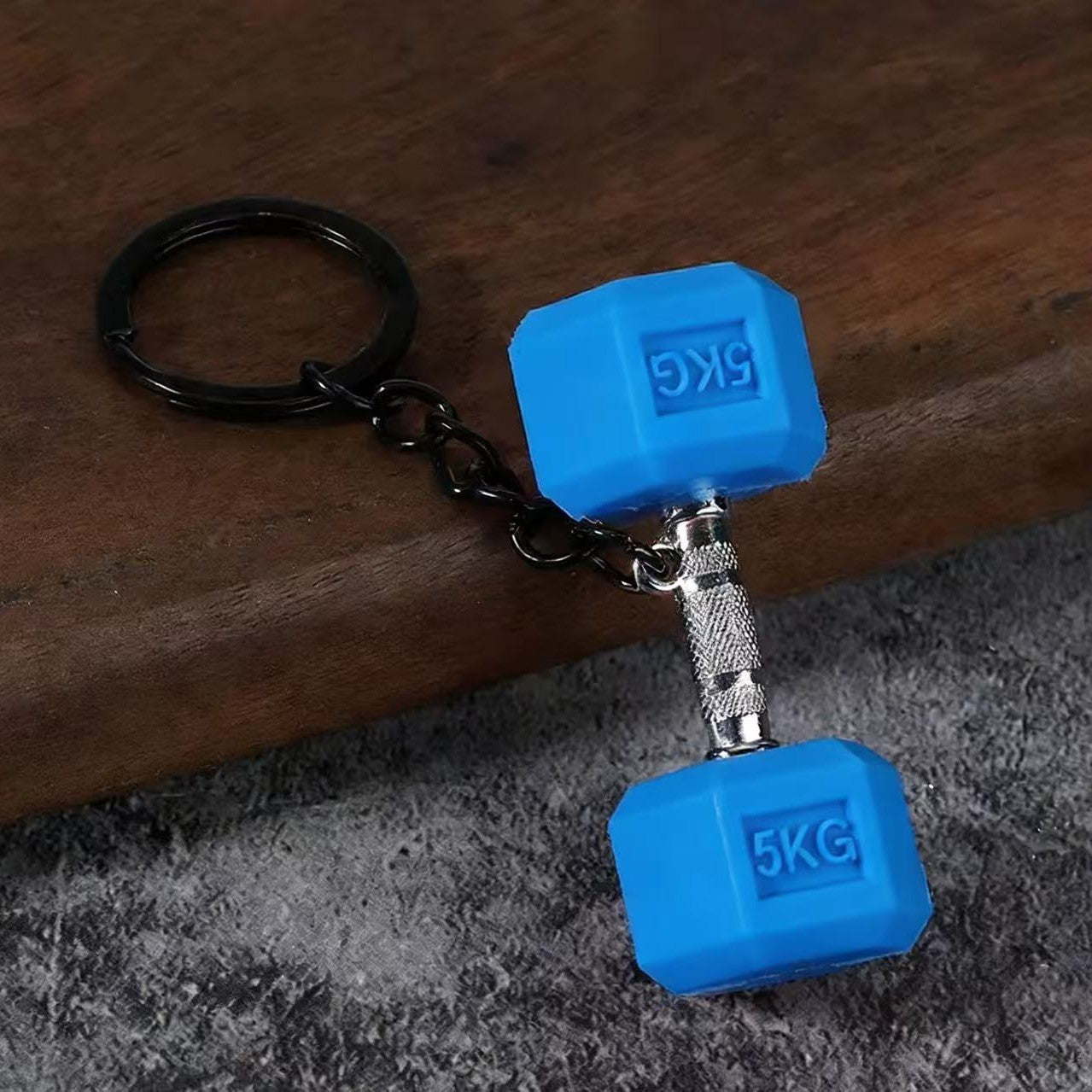 Fitness Barbell and Weight Plate Metal Keychain Gym Bag Charm