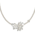 White Pearl Strand Necklace with Floral Center Accent view 5