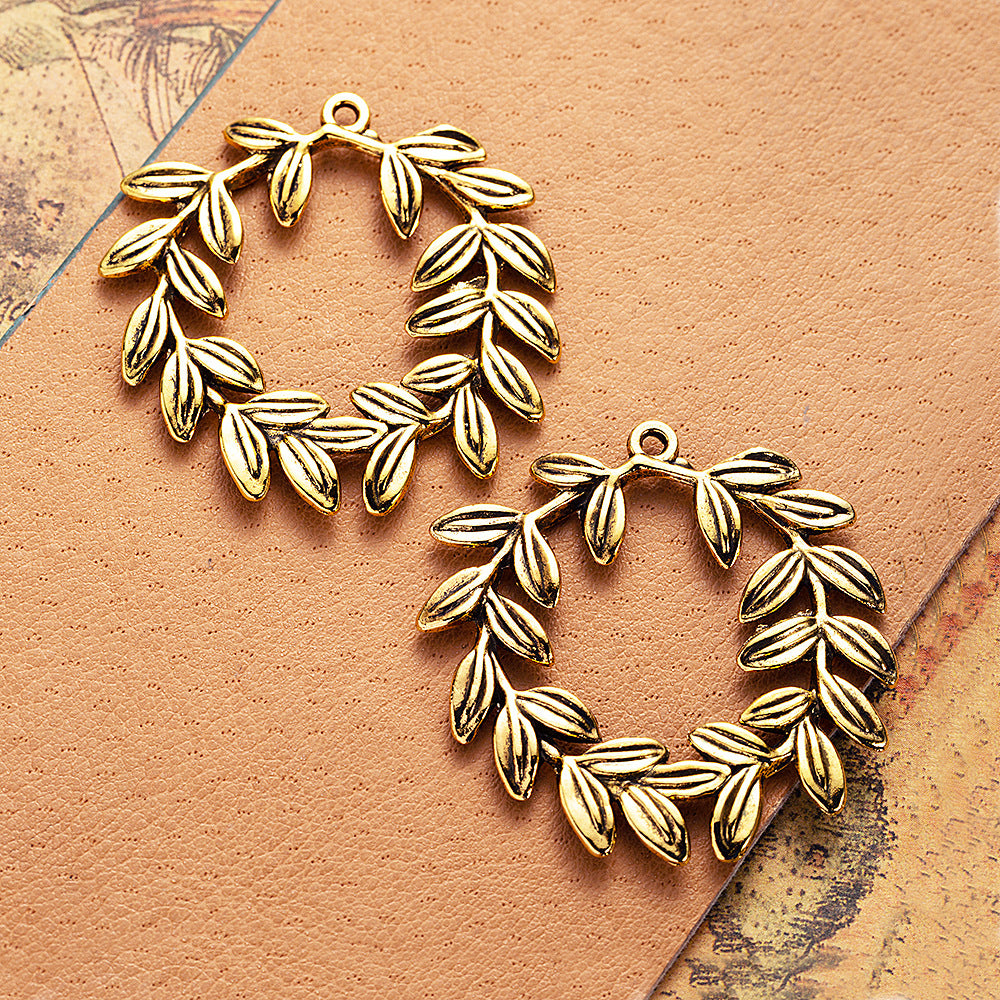 Hollow Olive Branch Pendant Charm 40x39mm