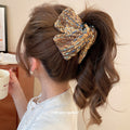 Tweed Fabric Triangle Bow Shark Hair Claw 4 Prints view 3