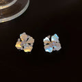 Iridescent Crystal Flower Stud Earrings Fashion Earrings view 6