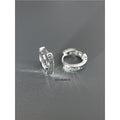 Silver Tone Roman Numeral Cutout Small Huggie Hoop Earrings view 4