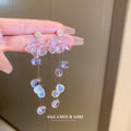 Purple Floral Crystal Drop Earrings For Women Jewelry view 3