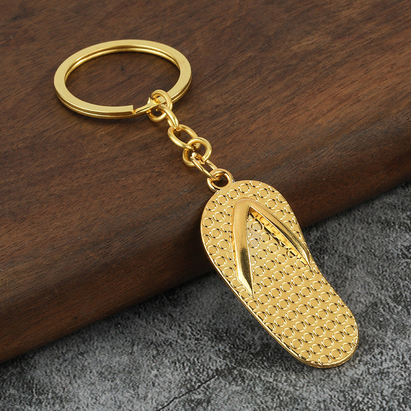 Realistic Flip Flop Sandal Metal Keychain Bag Charm