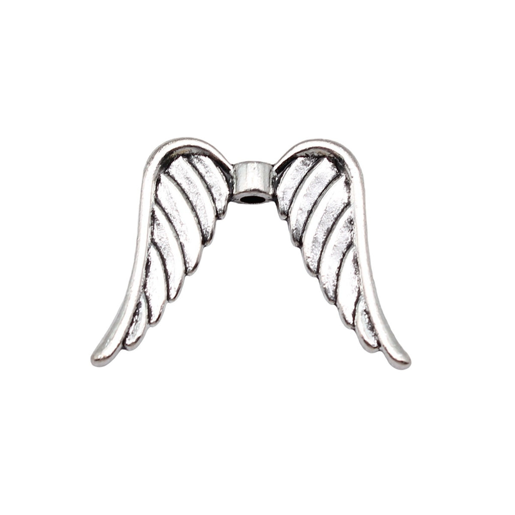 23x32mm 4.2g Antique Silver Zinc Alloy Angel Wing Loose Metal Beads for Bracelet DIY Jewelry Making