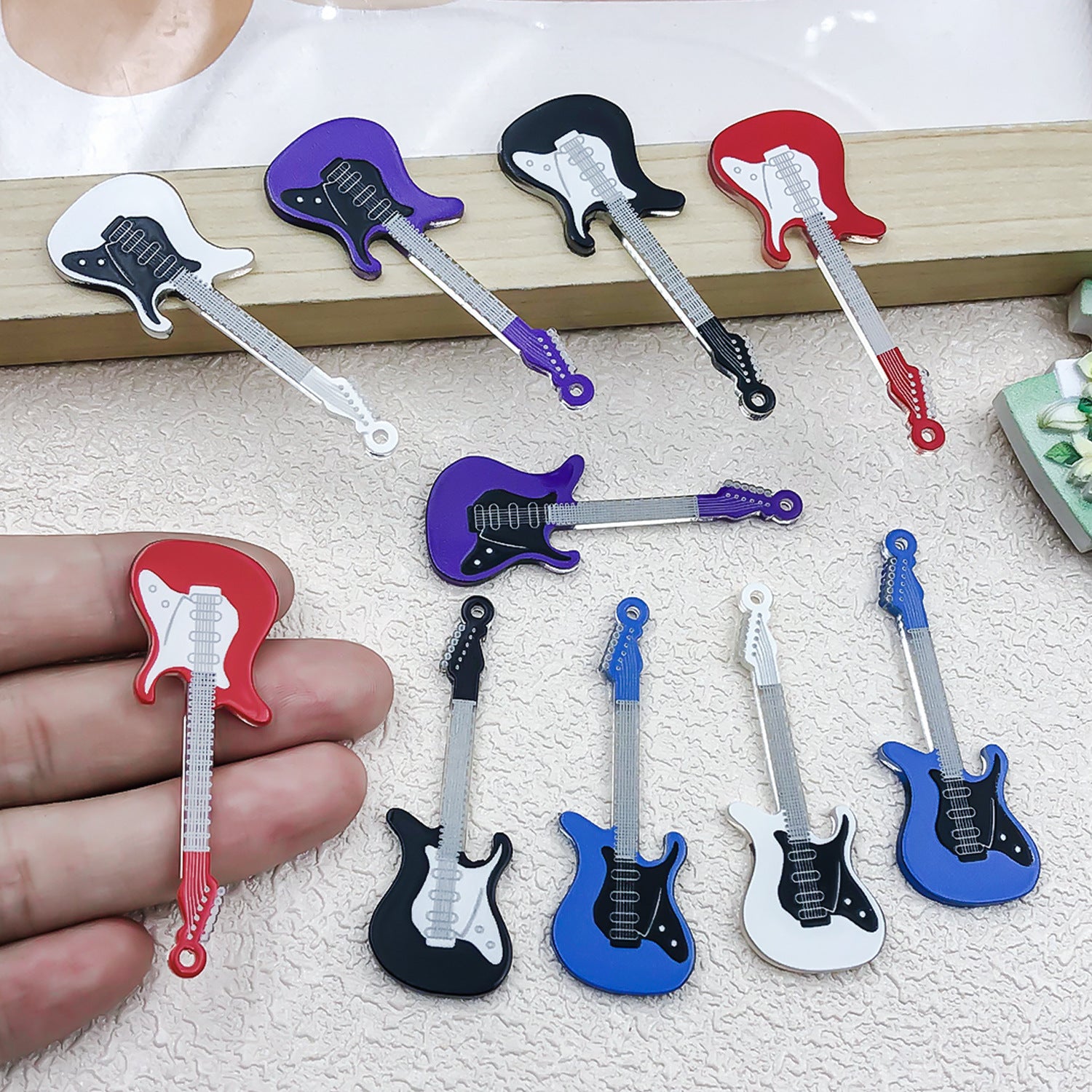 Double Sided Printed Acrylic Guitar Charm Pendant for DIY Bracelets Necklaces Keychains