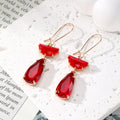 Half Moon Teardrop Crystal Drop Earrings Gold Hooks 7 Styles view 3
