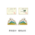 Gold Tone Mountain Enamel Pearl And Clear Stone Stud Earrings view 3