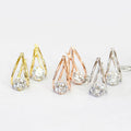 Gold Rose Silver U Shape Clear CZ Leverback Earrings view 5