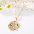 Gold Tone Crystal Sun Moon and Evil Eye Pendant Necklaces view 7