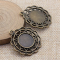 Open Petal Round Cabochon Pendant Trays in Two Finishes view 4