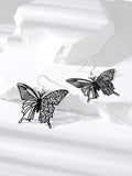 Silver Tone Oversized Openwork Butterfly Hook Earrings view 9