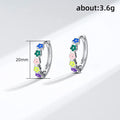 Silver Tone Huggie Earrings With Multicolor Enamel Flowers view 5