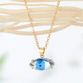 Gold Tone Faceted Crystal Evil Eye Pendant Necklaces in Four Colors view 7