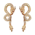 Gold-Tone Pavé Zirconia Coiled Dragon Stud Earrings Pair view 5