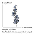 Rhinestone Leaf Branch Brooch Blue Multicolor Crystal Stones view 6