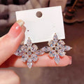 Marquise Clear Crystal Flower Cluster Stud Earrings view 3
