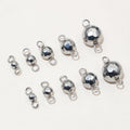 Double Loop Faceted Metal Ball Connectors in Gold and Steel view 6