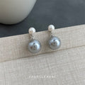 Silver-Tone White and Gray Pearl Drop Stud Earrings view 3