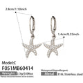 Zirconia Starfish Huggie Hoop Earrings Gold Steel ABC view 8