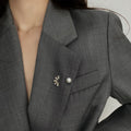 Gold Tone Abstract Letter Brooch With Polished Open Lines view 1