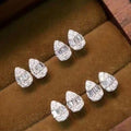 Pear Teardrop CZ Stud Earrings Gold and Silver Tone view 2
