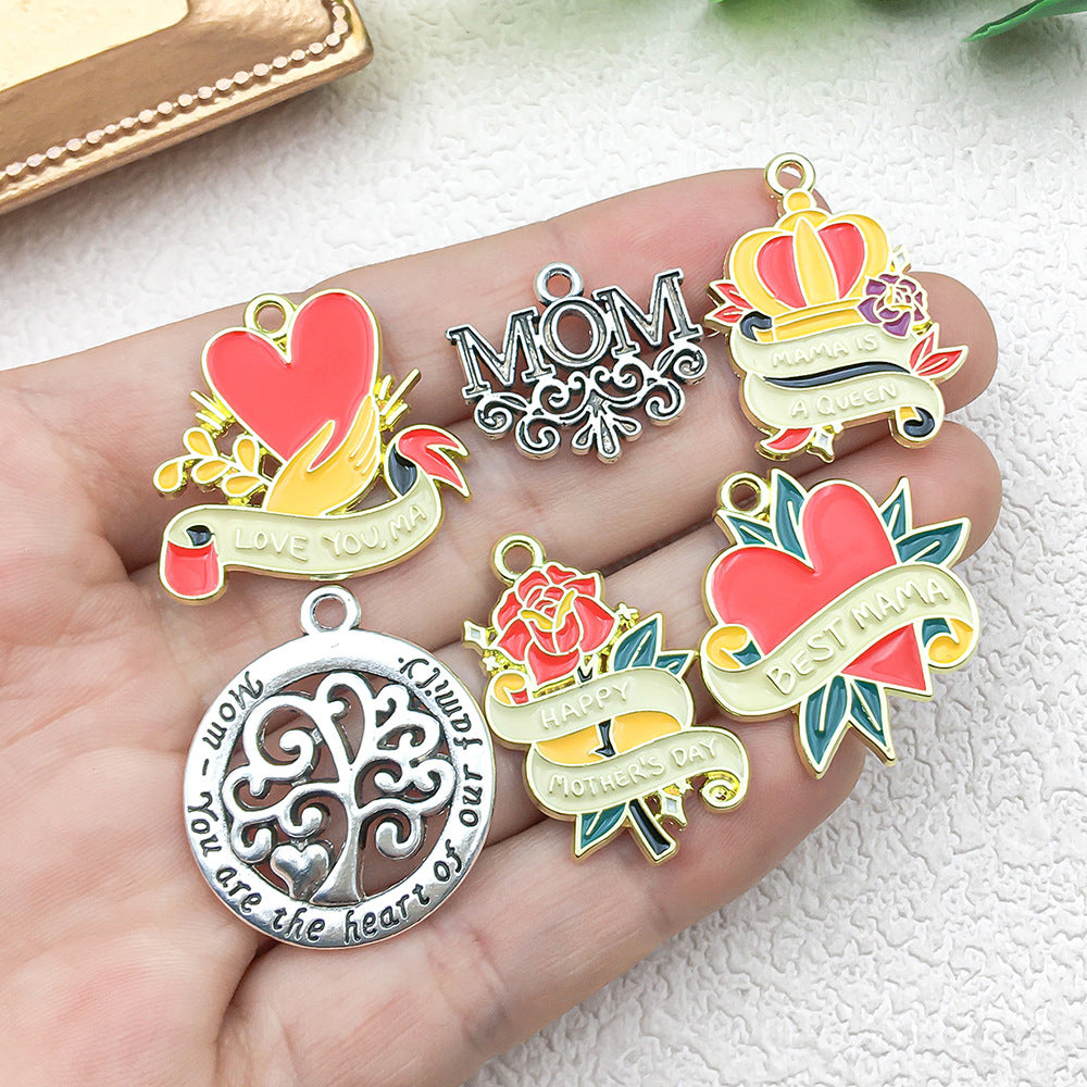 Enamel Zinc Alloy Mothers Day Sweet Gift charm pendants for DIY bracelets necklaces keychains