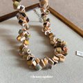 Chunky Brown and Cream Shell Chip Beaded Necklace Fashion Jewelry view 4