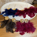 Feather Statement Earrings With Round Textured Studs view 3