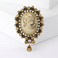 Vintage Style Cameo Portrait Brooch In Silver And Gold Tones view 7