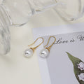 Gold and Silver Pearl Look Teardrop Long Hook Earrings view 2