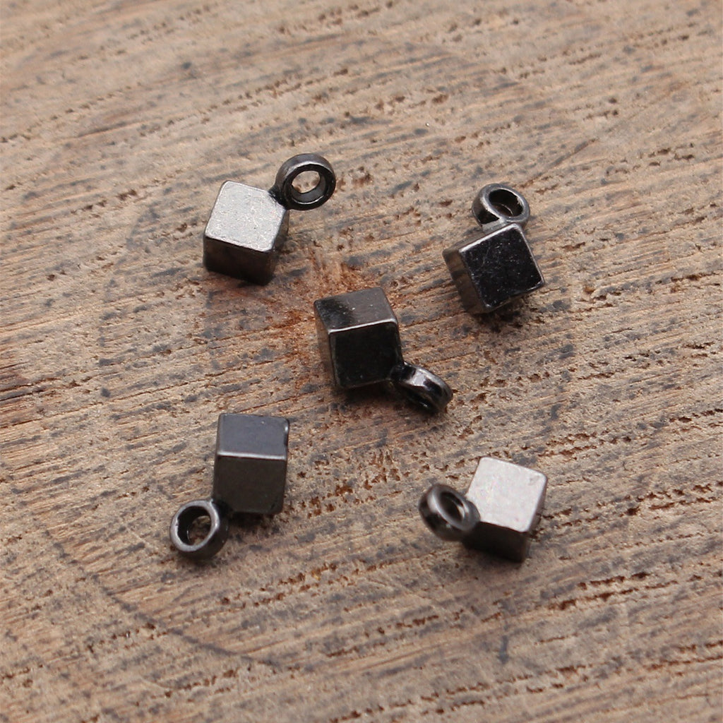 7.4x4.1x4.1mm 0.22g Multicolor Zinc Alloy Cube Small Bead for DIY Bracelet Necklace Jewelry