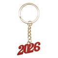 Red Enamel 2026 Number Keychain Gold Split Ring Chain view 5